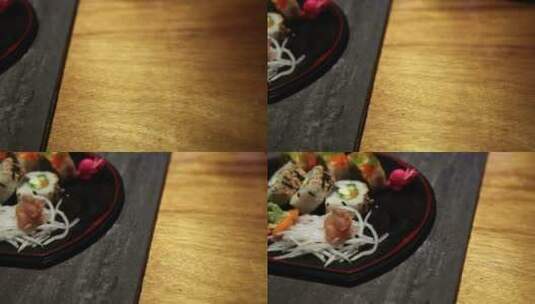 桌上的寿司盘高清在线视频素材下载