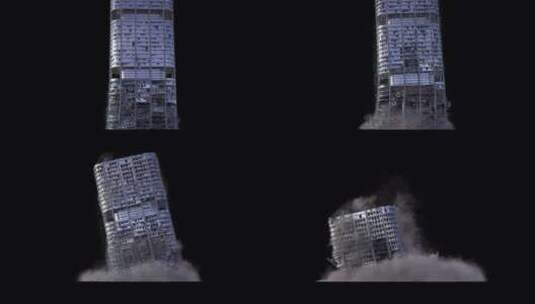 建筑物倒塌破碎特效合成带通道 (3)高清在线视频素材下载