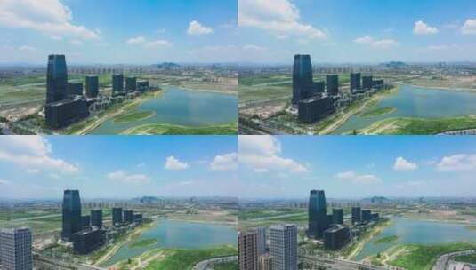 杭州大江东智慧谷园区航拍高清在线视频素材下载