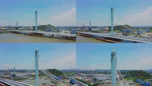 东莞滨海湾大桥前进右环绕高清在线视频素材下载