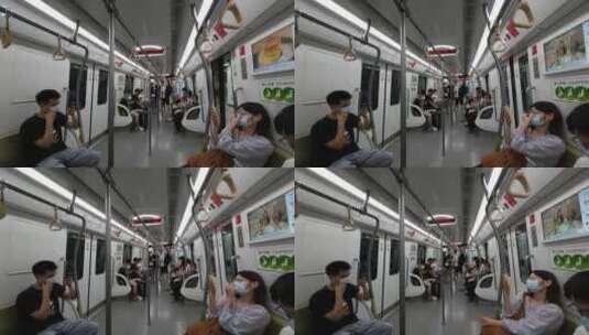 上海地铁内车厢场景高清在线视频素材下载