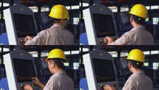 工人操作机器高清在线视频素材下载