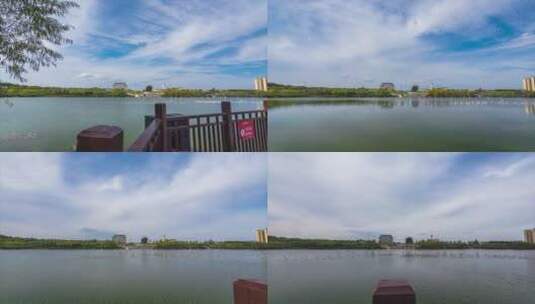 甘肃庆阳市东郊湖湿地公园6K大范围延时素材高清在线视频素材下载