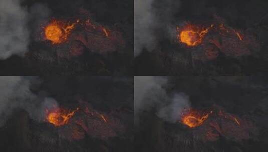 航拍活火山 岩浆喷发高清在线视频素材下载