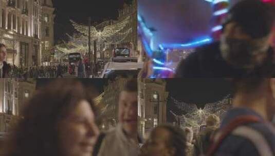 英国摄政街的圣诞装饰景观高清在线视频素材下载