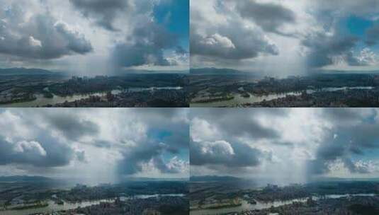 珠海斗门雨云变化航拍延时高清在线视频素材下载