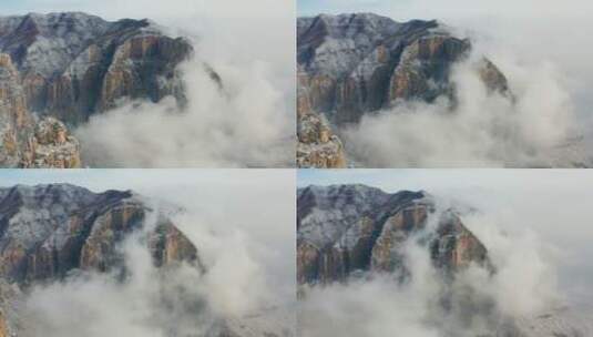 航拍焦作云台山凤凰岭雪景高清在线视频素材下载