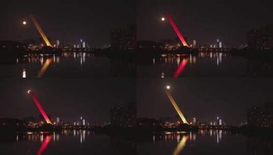 1080洪山桥月亮升起夜景延时高清在线视频素材下载