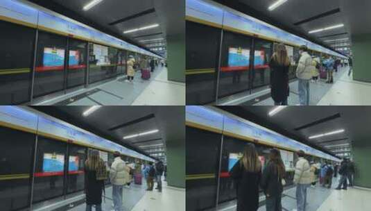 地铁等车 地铁进站高清在线视频素材下载