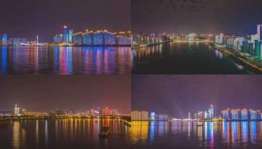 合集湖南长沙湘江夜景灯光秀延时高清在线视频素材下载