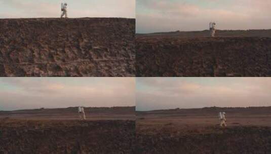 航拍火星上宇航员高清在线视频素材下载