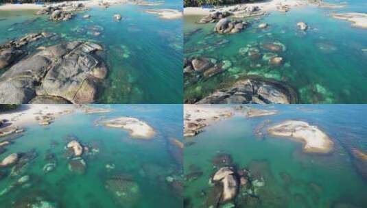 海南 文昌 淇水湾 礁石 海滩 航拍高清在线视频素材下载