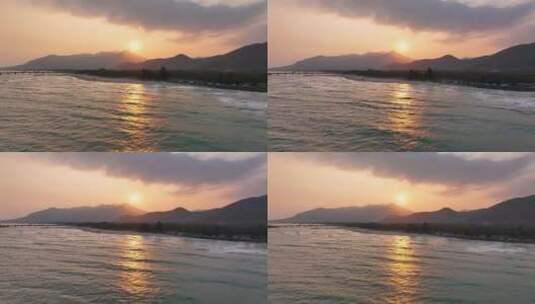 夕阳下的海岸线高清在线视频素材下载