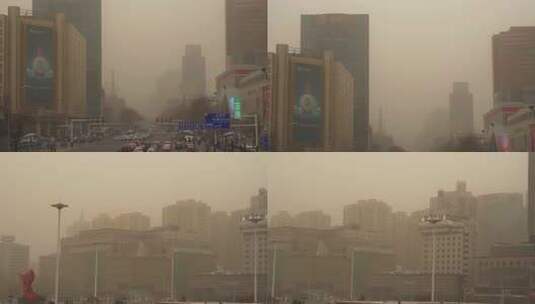 城市沙尘暴扬沙雾霾高清在线视频素材下载