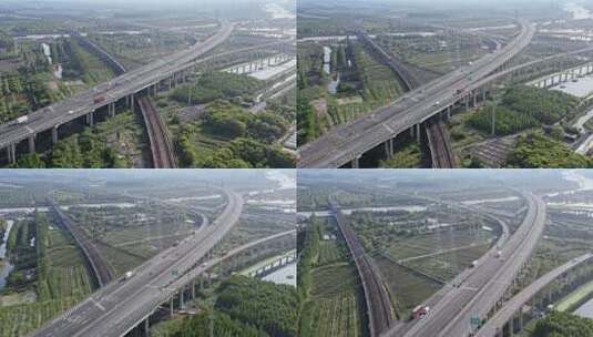 上海大蒸港桥与申嘉湖高速高清在线视频素材下载