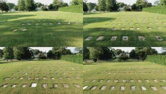 美国国旗在纪念美国战争老兵的墓地上飘扬高清在线视频素材下载