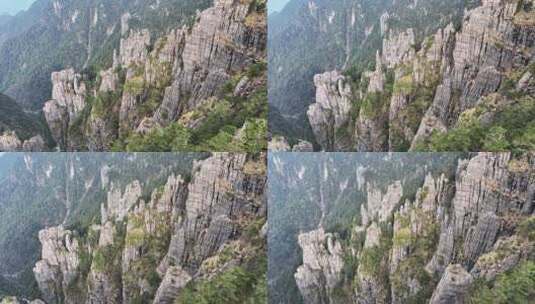 航拍湖北旅游神农架神农谷山峰石林群高清在线视频素材下载