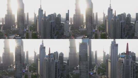 大都市摩天大楼写字楼上海城市天际线航拍高清在线视频素材下载