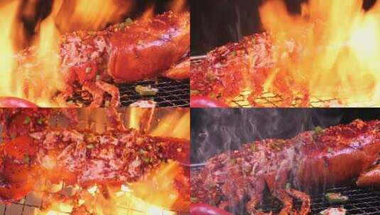 烧烤大龙虾美食素材高清在线视频素材下载