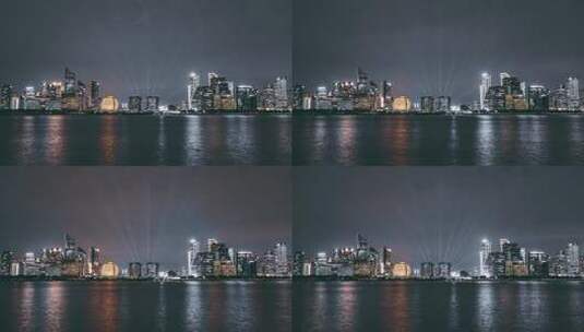 浙江杭州城市夜景移动延时航拍高清在线视频素材下载