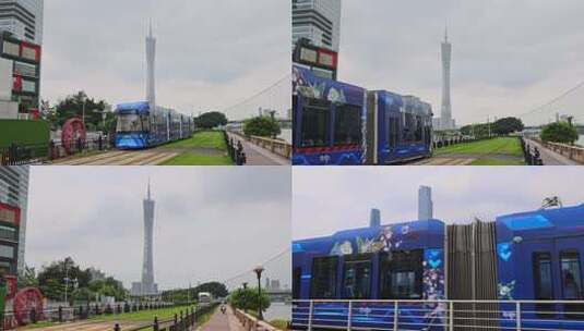 广州有轨电车交通高清在线视频素材下载