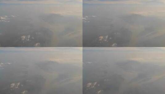 飞机窗外俯瞰安徽安庆长江流域高清在线视频素材下载