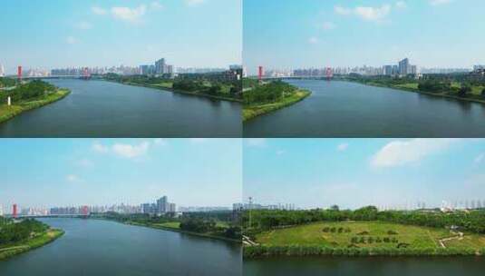 南宁邕江良庆大桥风景 一条大河穿流而过高清在线视频素材下载