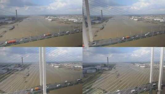 河流上桥梁的交通高清在线视频素材下载