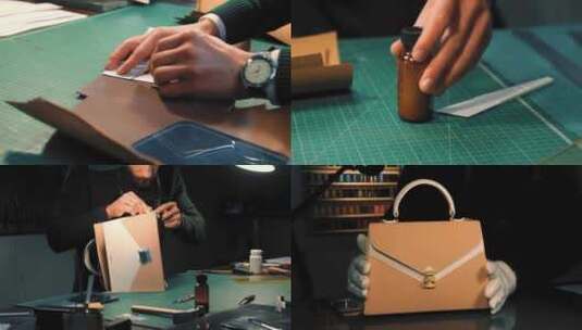 匠心工艺 手工制作 皮包定制高清在线视频素材下载
