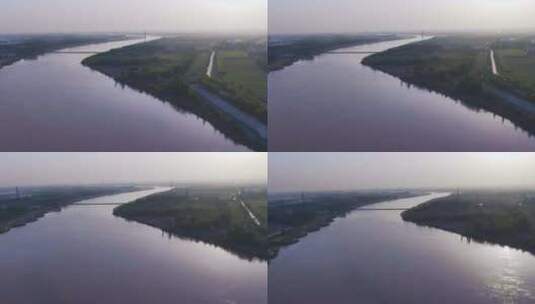 山东济南黄河航拍高清在线视频素材下载