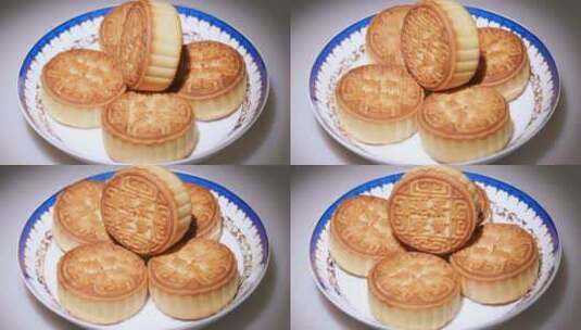 中秋月饼传统中式饼干美食甜点高清在线视频素材下载