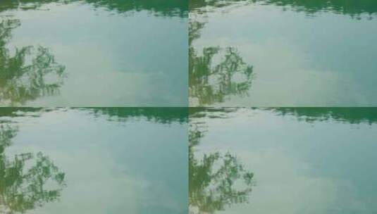 唯美天空树叶水波纹倒影水中湖面树影4k超清高清在线视频素材下载