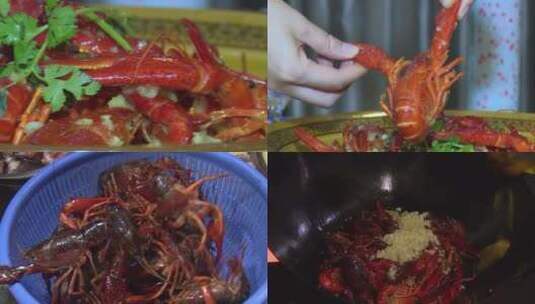 小龙虾 吃小龙虾 品尝美食高清在线视频素材下载