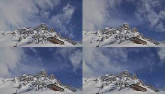 雪山的滑雪椅升降机高清在线视频素材下载