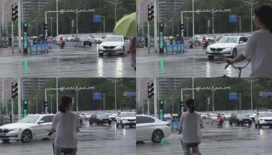 雨天 下雨 城市风光 写意 台风 雨中景色高清在线视频素材下载