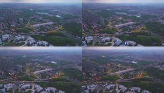 航拍上海蕰川路外环高速路立交桥延时摄影高清在线视频素材下载