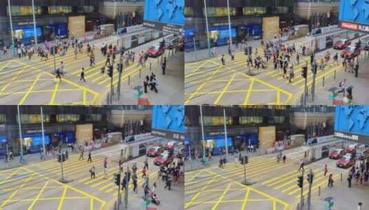 香港繁华地段过红绿灯人来人往日景视频8K高清在线视频素材下载