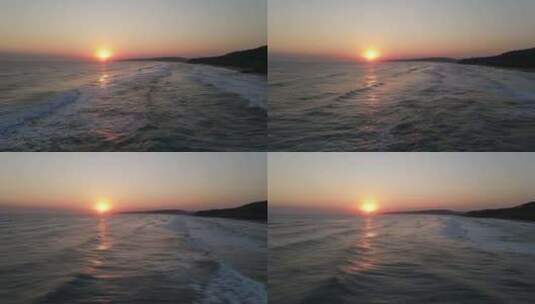 航拍美丽的海边日出高清在线视频素材下载