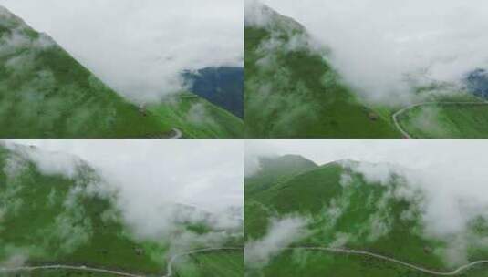 川西巴朗山垭口山间云雾唯美大气风光航拍高清在线视频素材下载