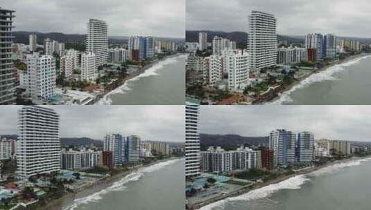 航拍沿海的一座城市高清在线视频素材下载