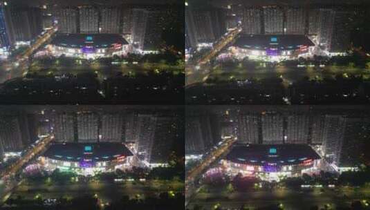 河南新乡城市夜景交通车辆行驶航拍高清在线视频素材下载