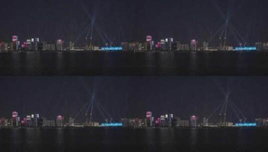 杭州城市天际线与亚运会开幕式灯光秀高清在线视频素材下载