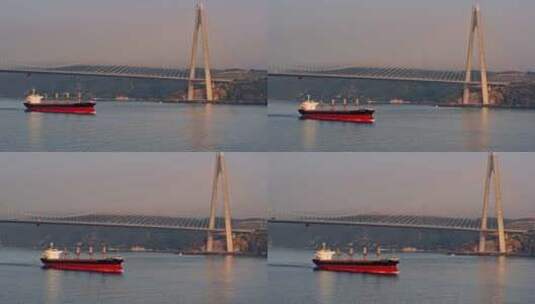 博斯普鲁斯海峡上的第三座桥高清在线视频素材下载