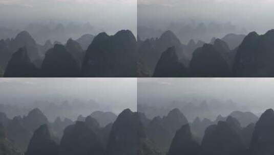 广西桂林山水 水墨画 丁达尔耶稣光高清在线视频素材下载