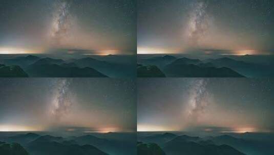 银河星空与山川延时摄影，广西桂林猫儿山高清在线视频素材下载