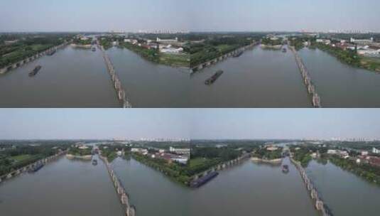 京杭大运河砸门航拍高清在线视频素材下载