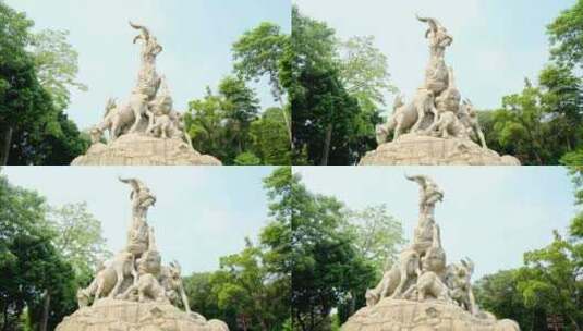 广州 地标 越秀公园 羊城 五羊雕塑高清在线视频素材下载
