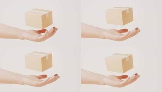 手部拿着的纸箱循环动画3D渲染高清在线视频素材下载