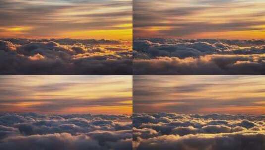无人机航拍高空云层涌动金色云海大气宣传片高清在线视频素材下载