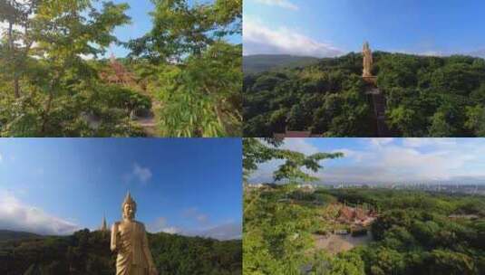 云南西双版纳大佛寺吉祥大佛航拍高清在线视频素材下载